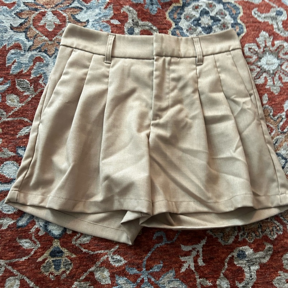 Tan urban outfitters trouser shorts